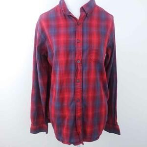 Columbia Button Down Plaid Shirt Men Red Medium 4-Way Stretch Outdoors Hiking